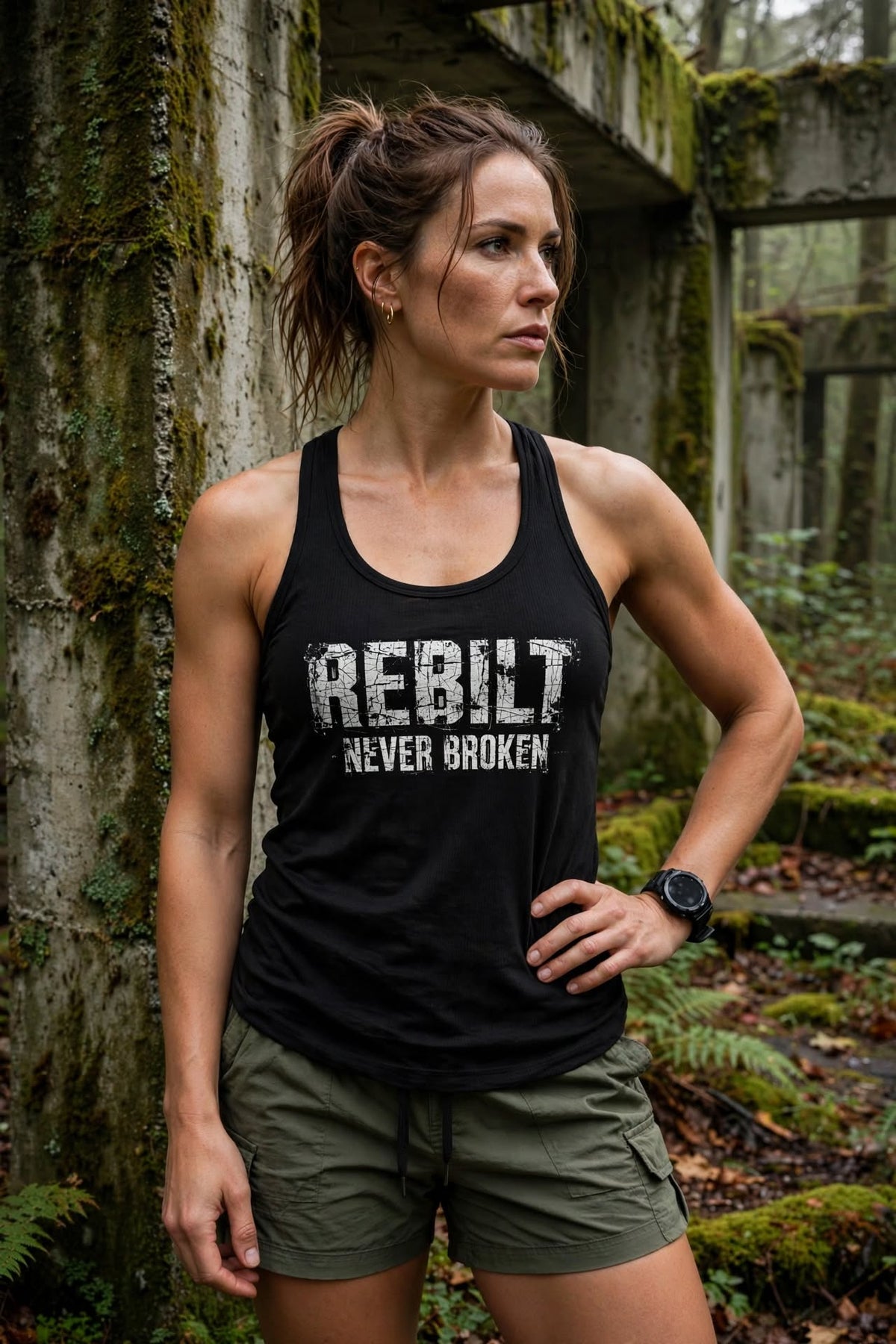 Woman wearing the REBILT Never Broken Women&