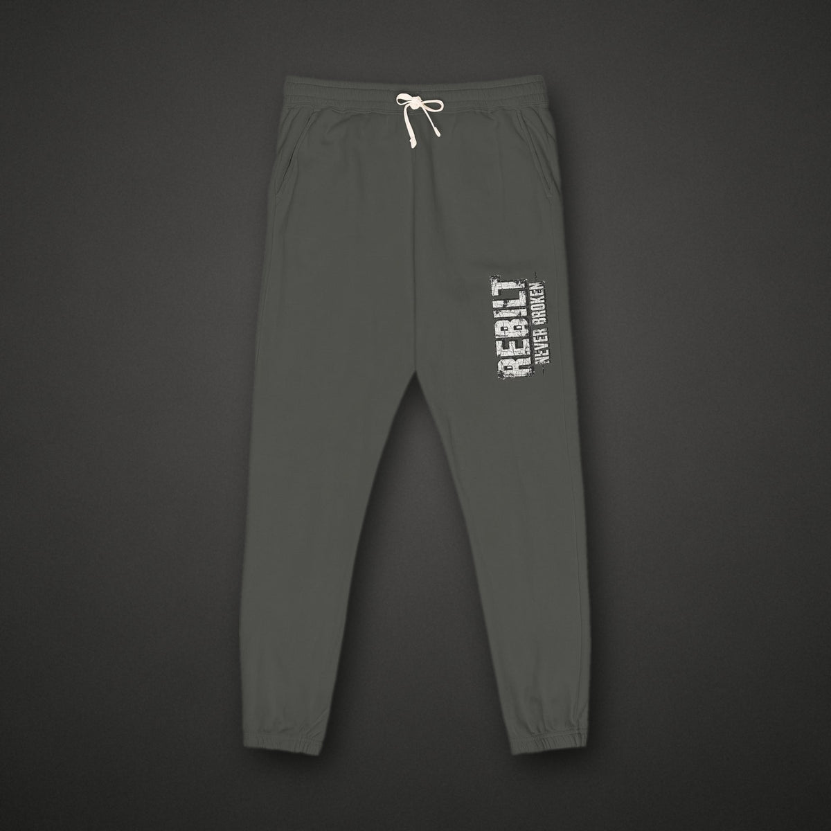 REBILT Never Broken Jogger Sweatpants on dark background