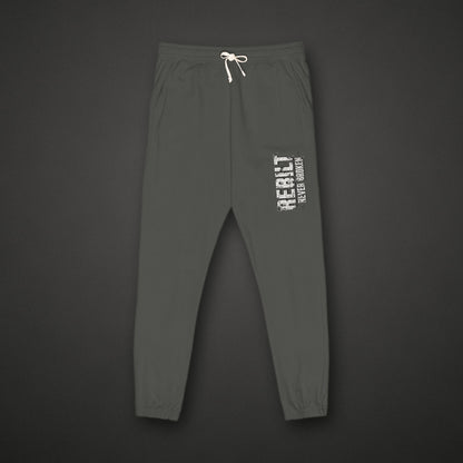 REBILT Never Broken Jogger Sweatpants on dark background