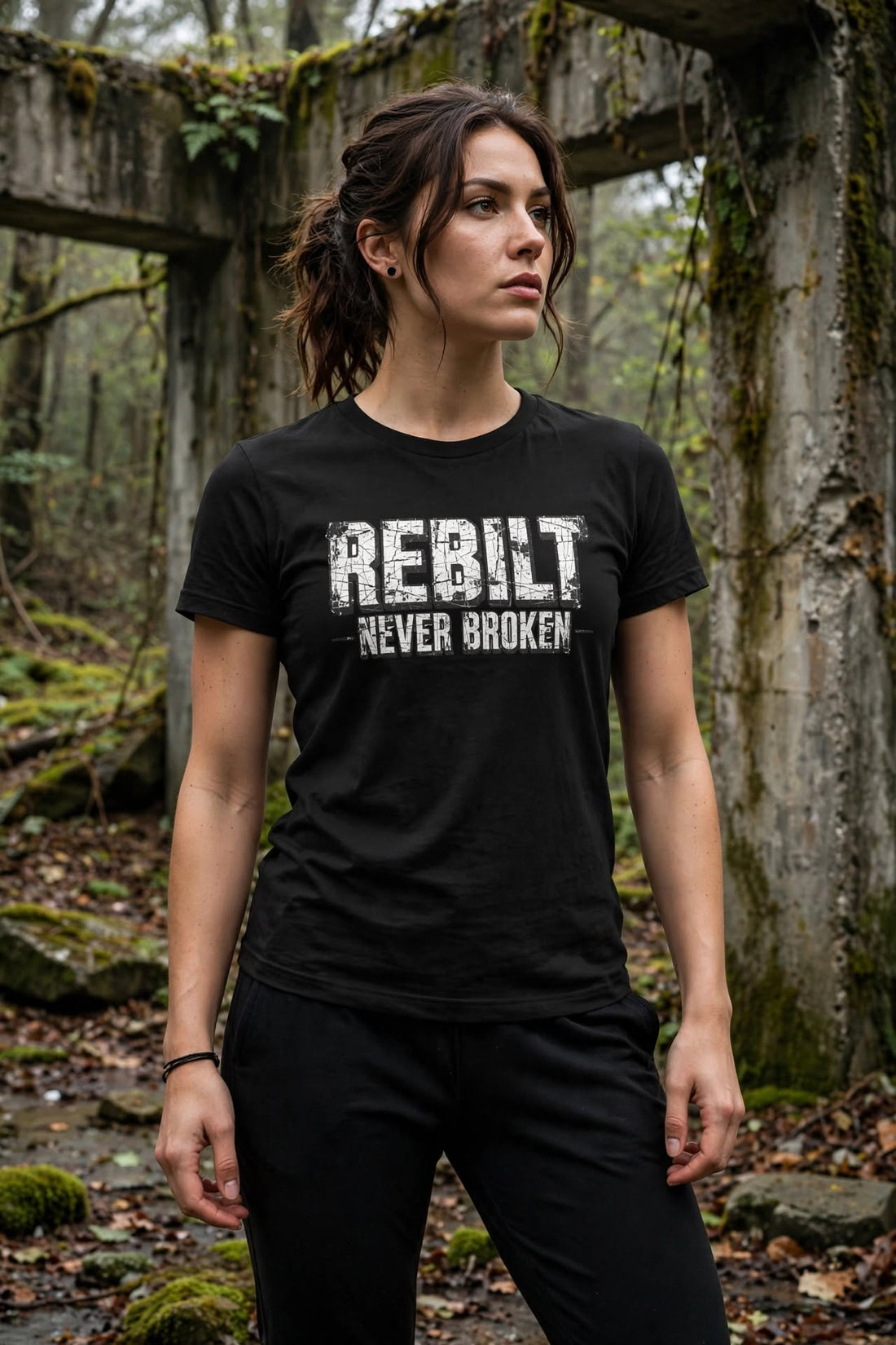 Woman wearing the REBILT Never Broken Women&